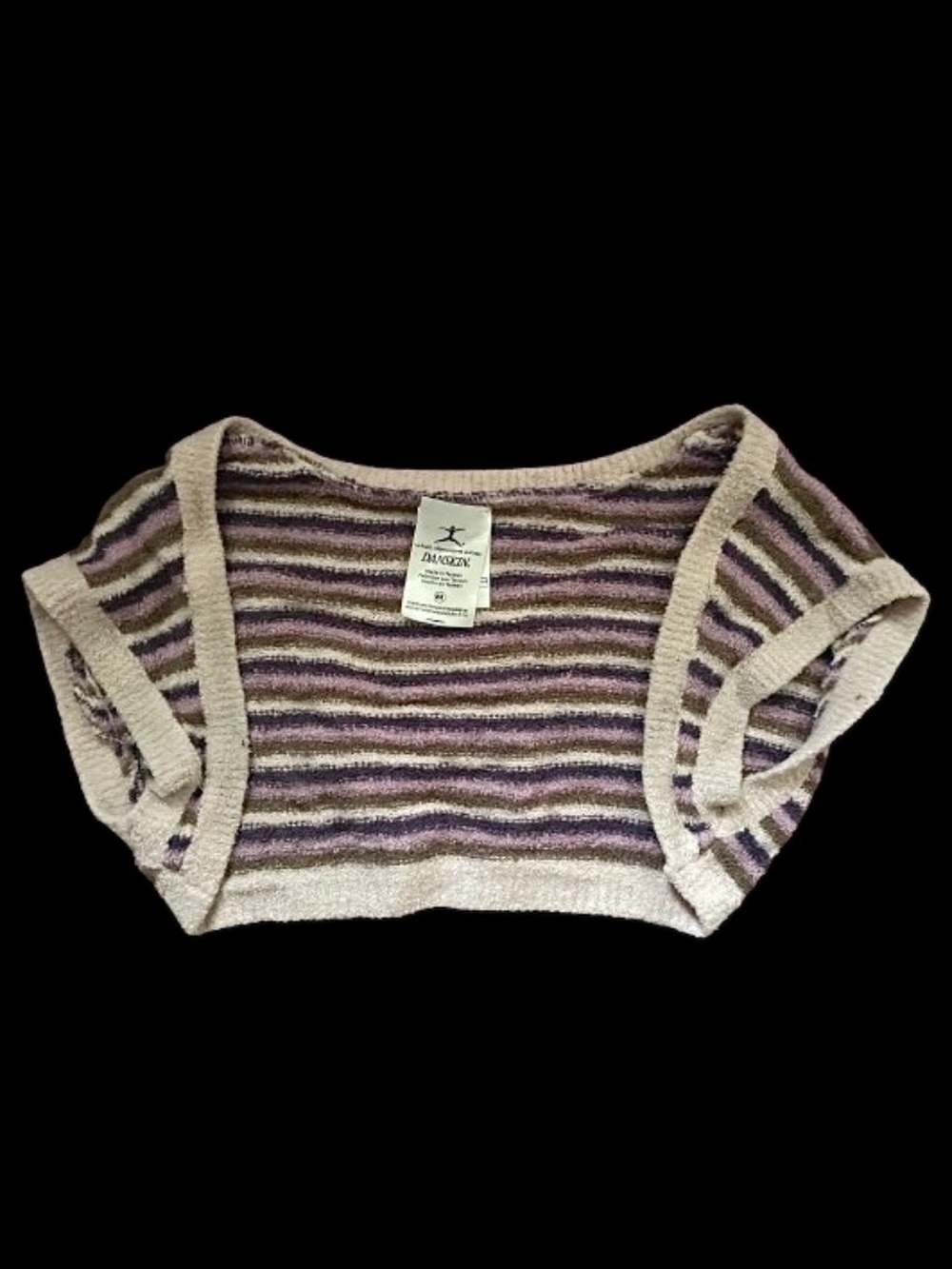 Danskin Striped Cropped Knit Top in Beige, Purple, Brown
